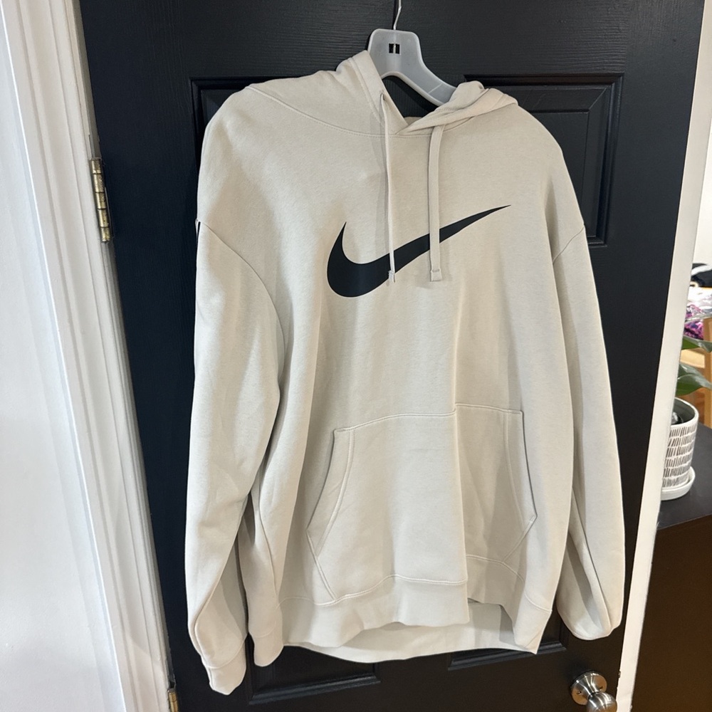 Nike Men's Off-White Hoodie with Black Logo